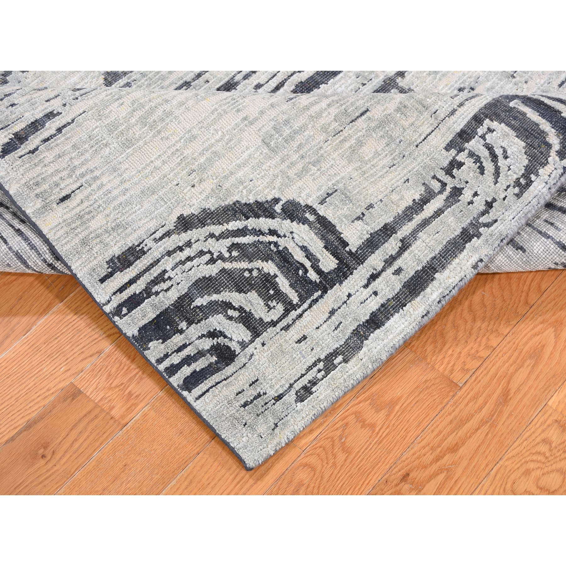 6'x9' THE CANE, Pure Silk With Textured Wool HandKnotted Oriental Rug